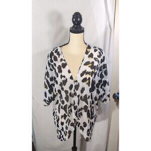 Kimono Short Style Splotch Print Detail Multicolor Womans Size Small